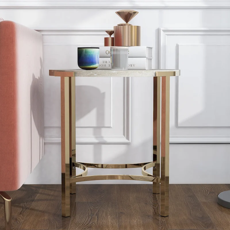 Brickelle Glam 24-inch Faux Marble End Table by Furniture of America