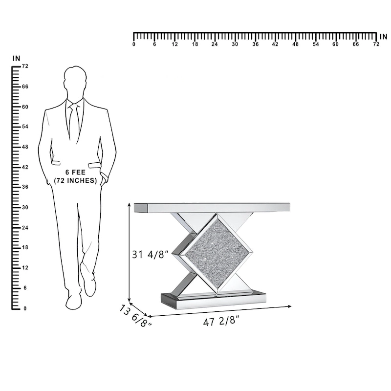 Modern Console Table with Crushed Diamond Inlay