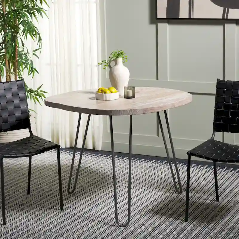 SAFAVIEH Lozka Wood Top Grey / White Wash Dining Table - 39.4 x 35.4 x 29.9 - 39Wx35Dx30H