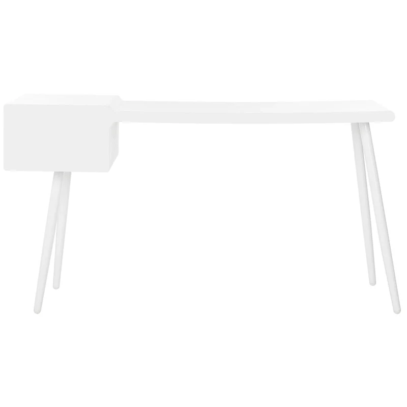 Matte White Mid-Century 2-Drawer Desk for 1