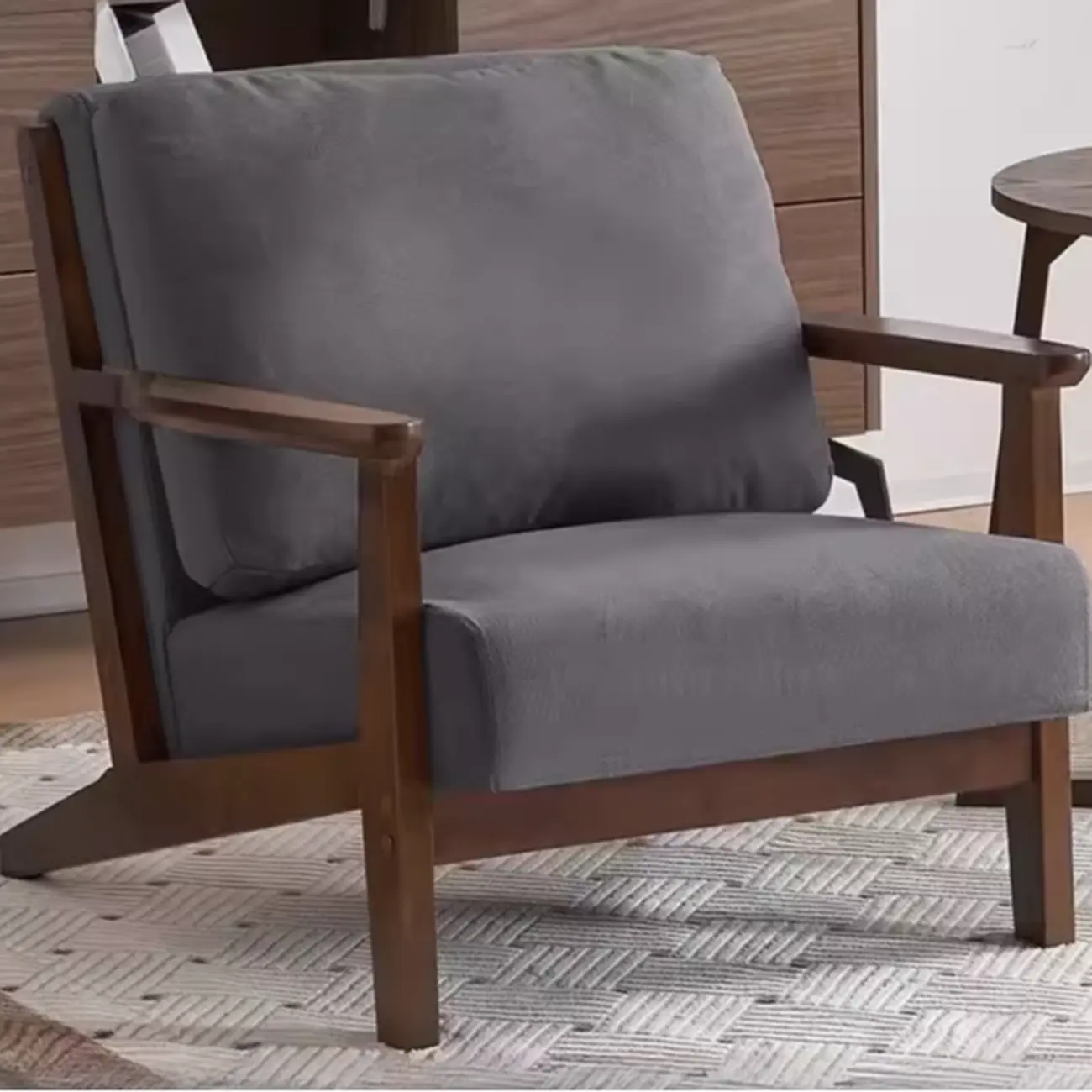 Modern Arm Chair Cotton Linen Living Room