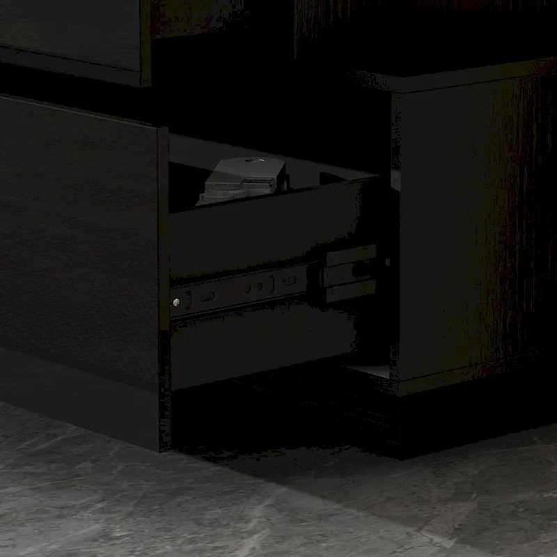 High Glossy Six-Drawer Dresser Chest with Off-Set Design (Black/White)