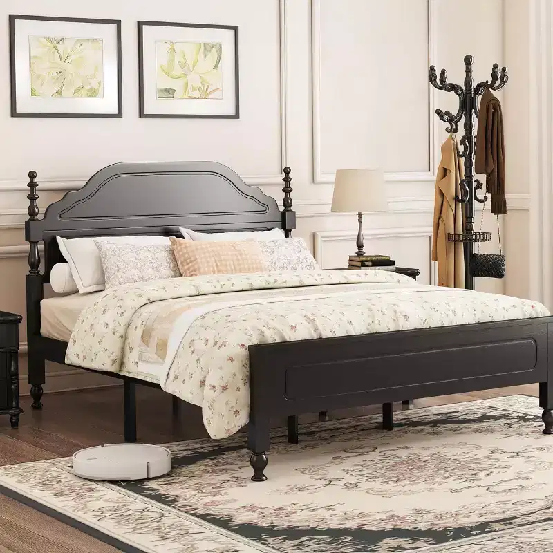 Sailvan Solid Bed Frame, Queen Bed Frame, Wooden Platform Bed Frame with Headboard & 12 Under Storage