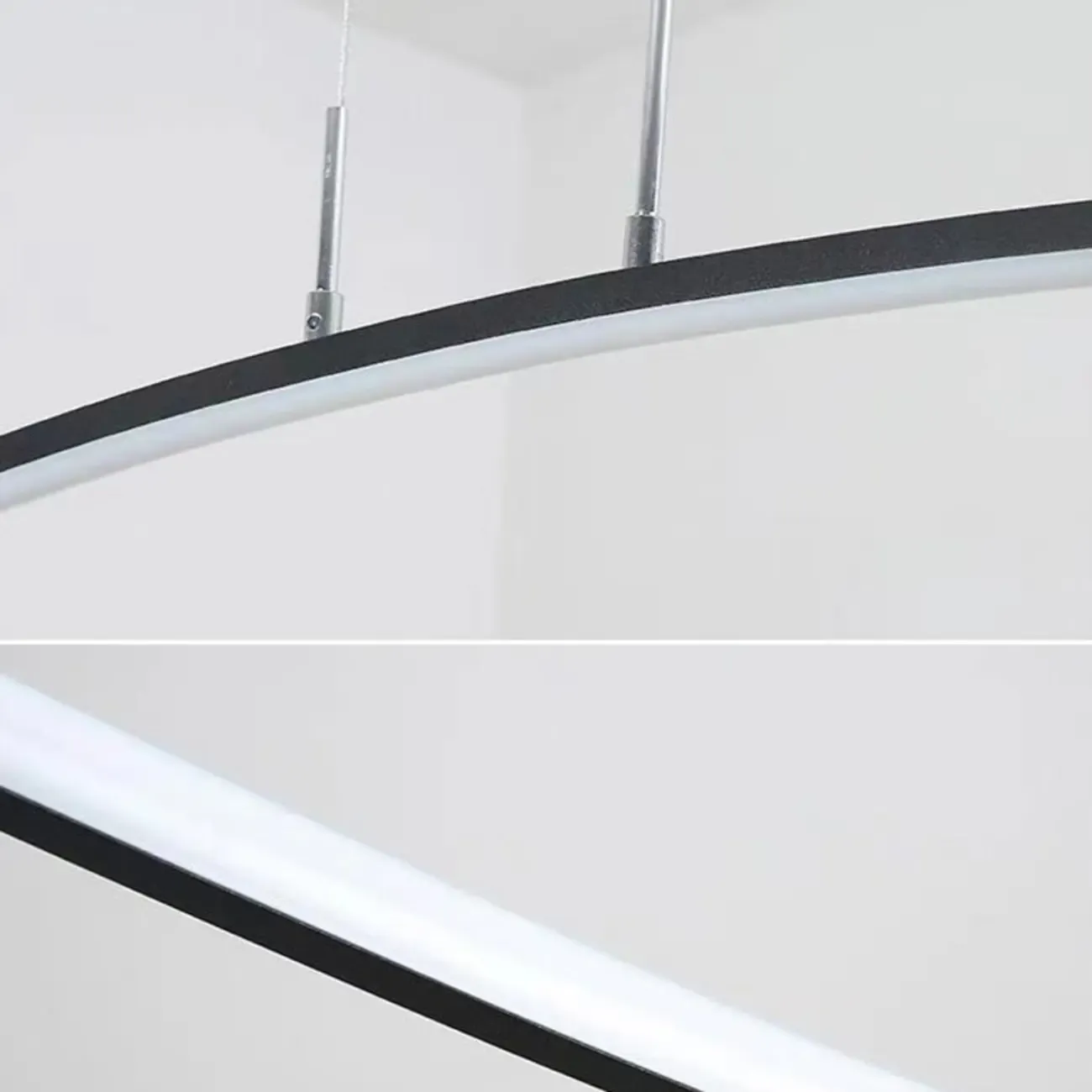 Black Linear Silica Gel Island Pendant Light Arch Shaped LED