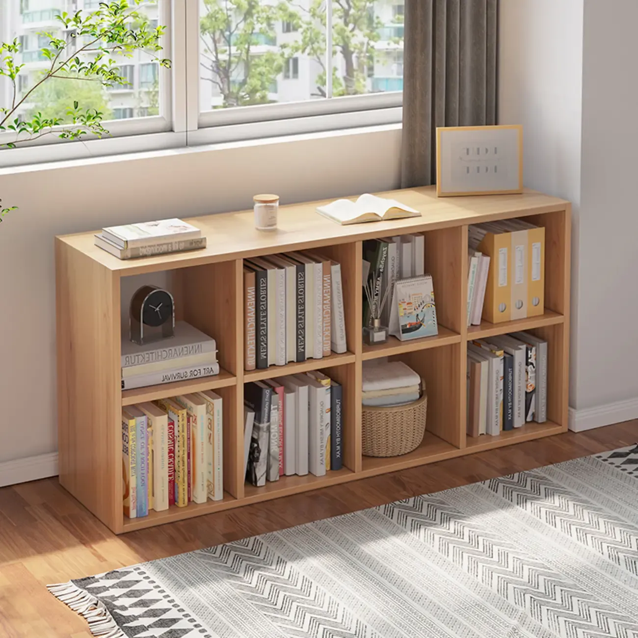 Modern Wood Cube Wood  Bookcase with Versatile Storage