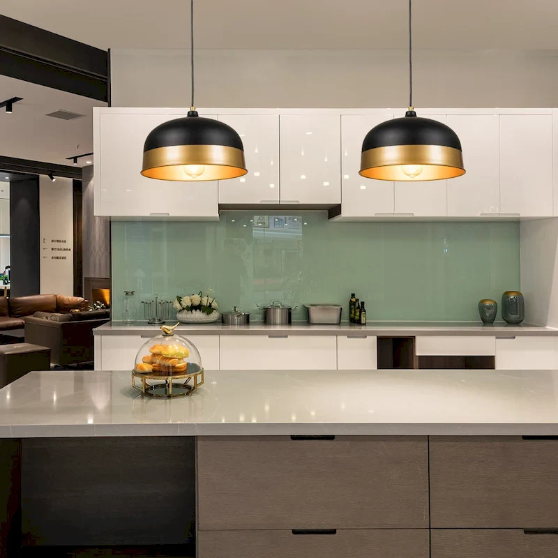 ExBrite 2-Packs Industrial Black Pendant Light Fixture,Vintage Pendant Lighting for Kitchen Restaurant Dining Room Cafe Sink