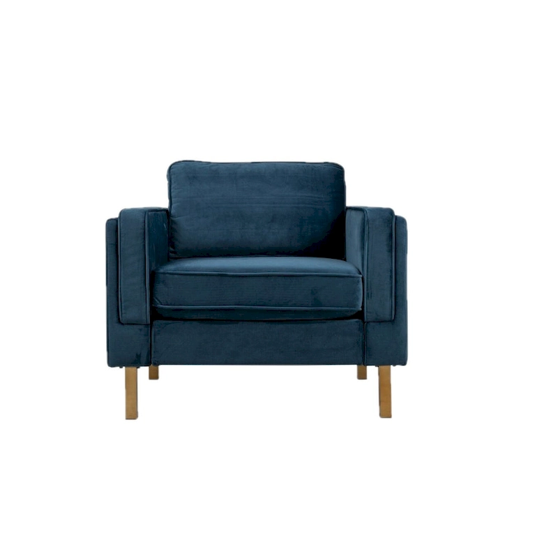 Green velvet Arm Chair With Golden Finish legs