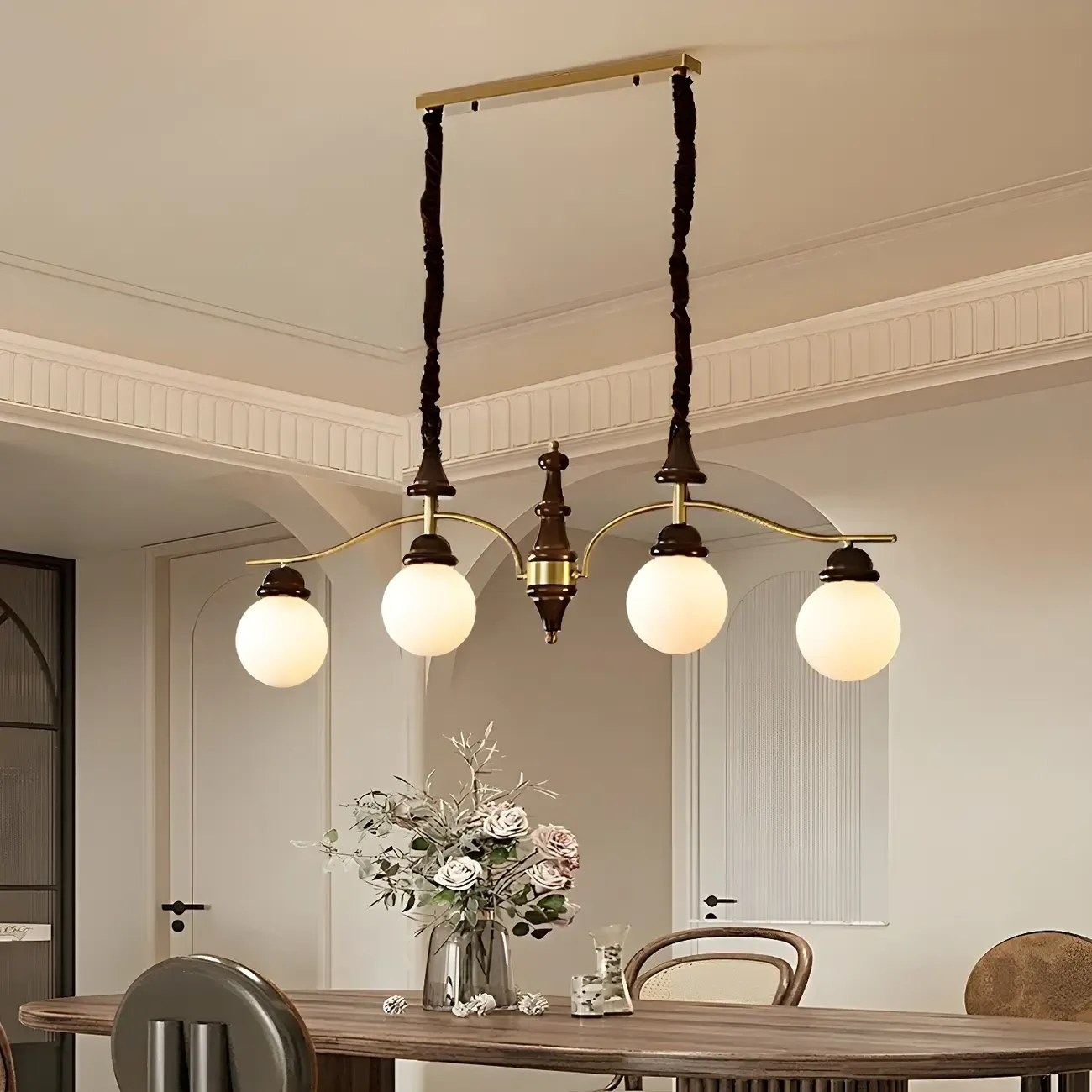 Modern Metal Glass Globe Island Pendant Light for Kitchen