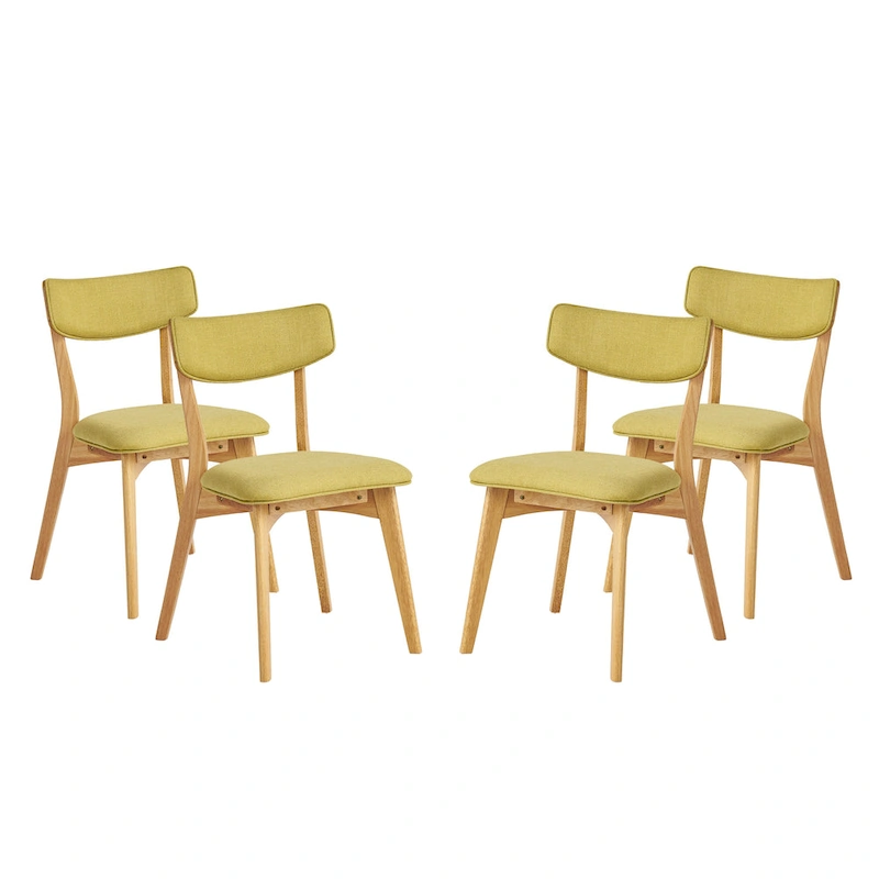 Chazz Mid-Century Modern Upholstered Rubberwood Dining Chairs (Set of 4) by Christopher Knight Home