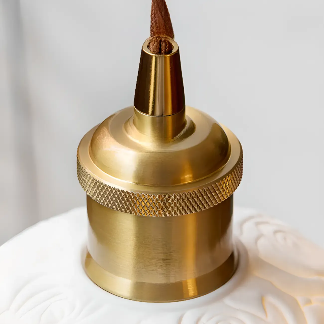 Elegant Brass Rose Ceramics Dome Pendant Light