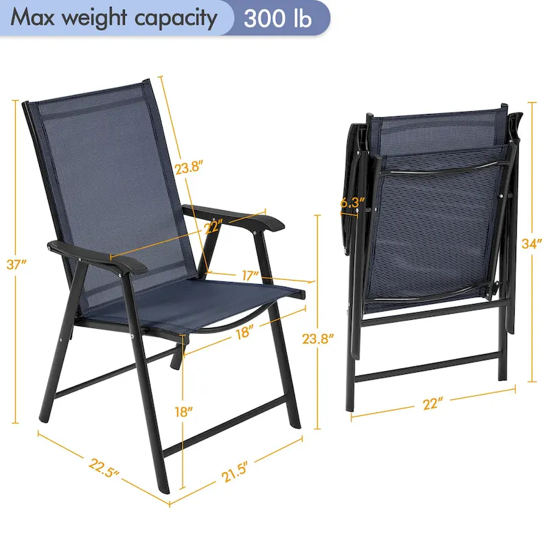 Yaheetech 4pcs Folding Dining Chairs Patio Dining Chairs with Backrest and Armrests