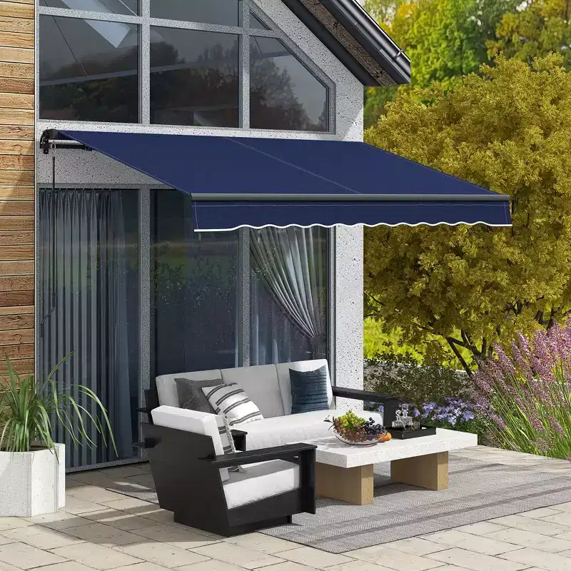 8' x 6.5' Retractable Awning, 280gsm UV Resistant Sunshade Shelter for Deck, Balcony, Yard, Blue