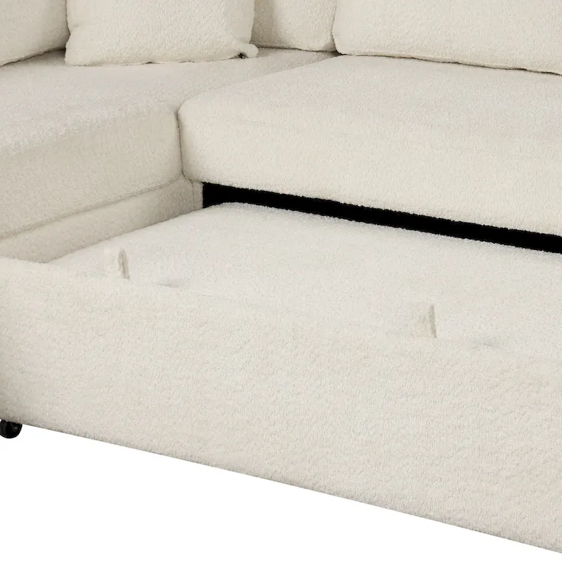 87.7 Convertible Sectional Pull Out Sofa Bed