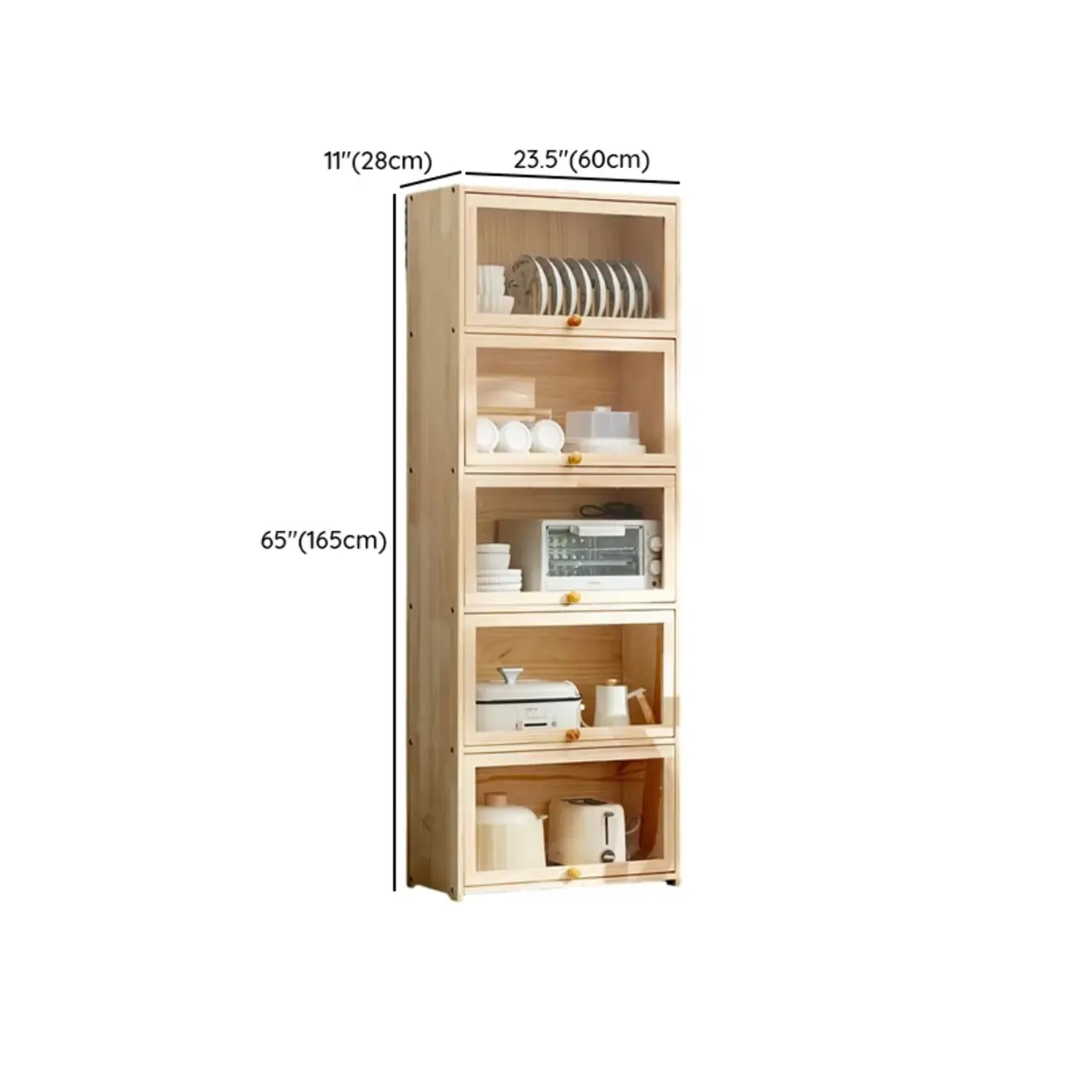 Kitchen Natural Wooden Multi-Shelf China Cabinet