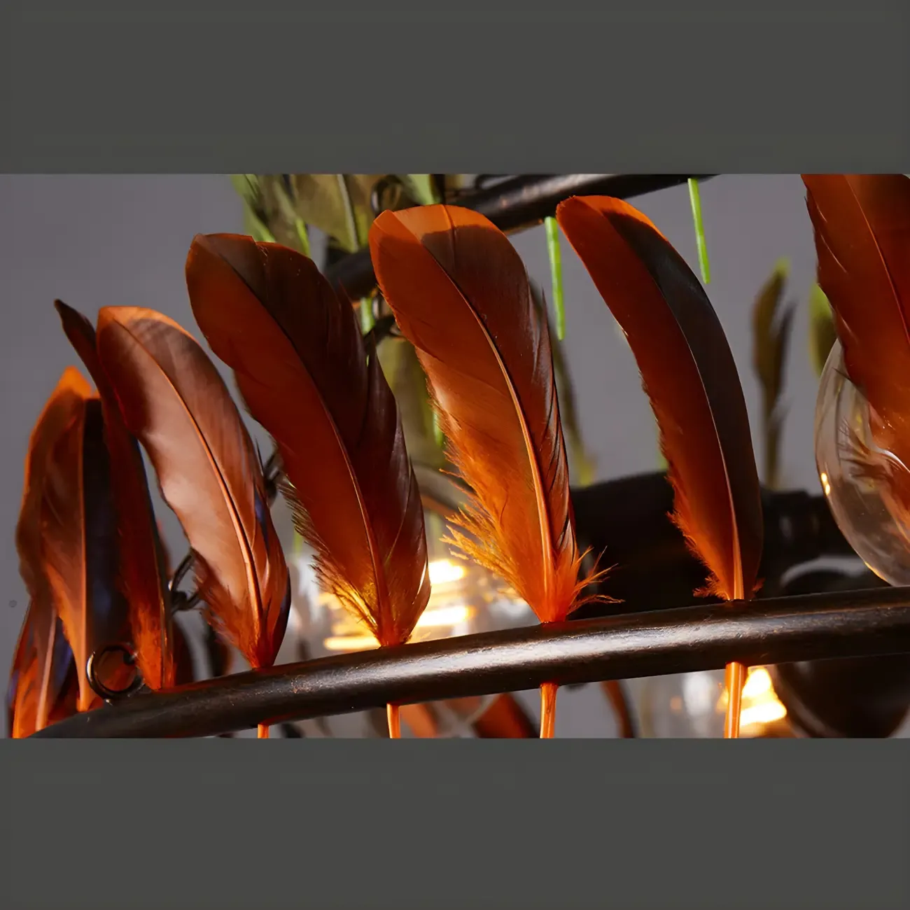 Art Deco 2-Tier Feather Hoop Chandelier with Adjustable Chain