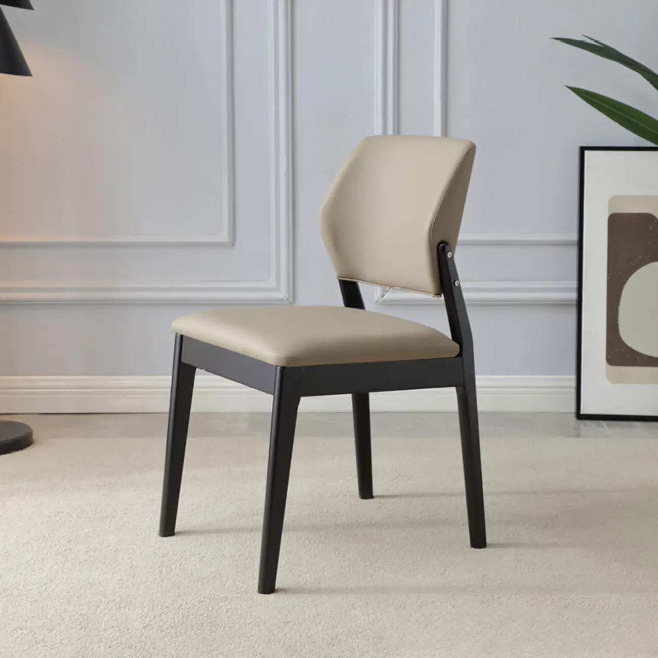 Scandinavian Faux Leather Low Back Dining Chair