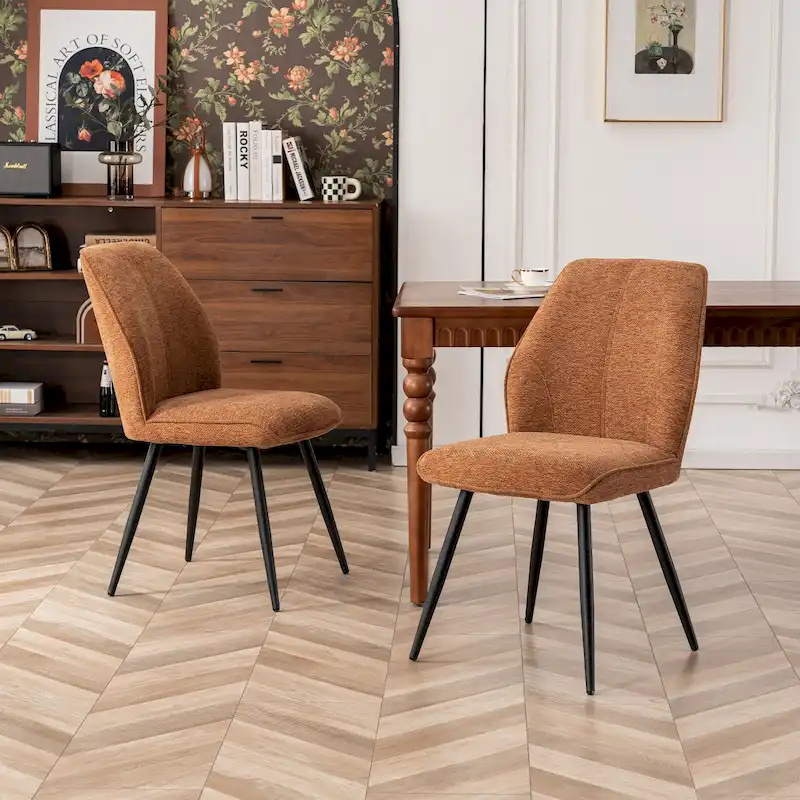 Mid Century Modern Armless Fabric Dining Room Chairs Set of 2