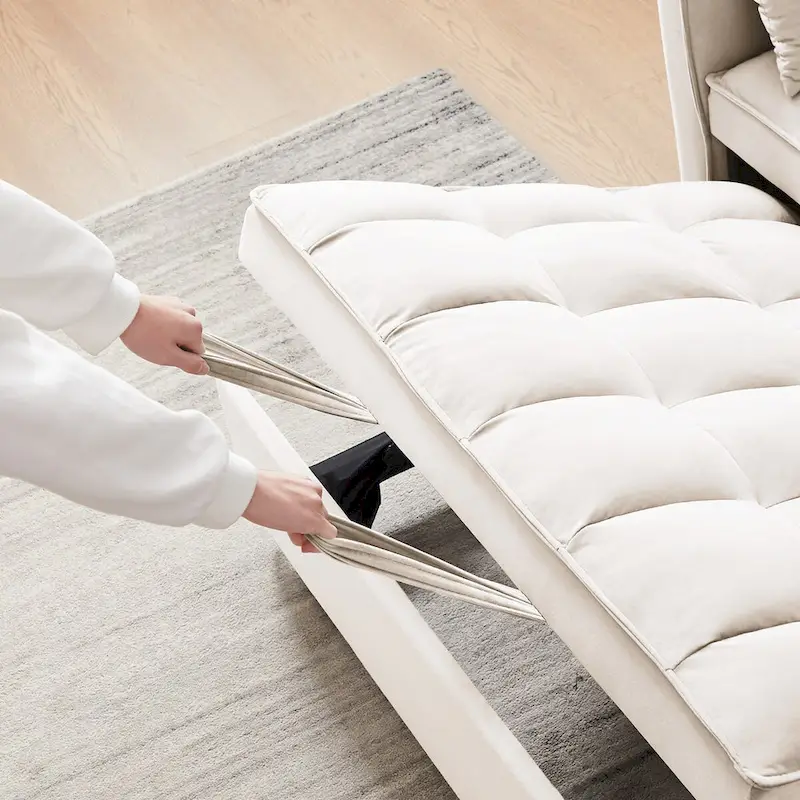 Modern Velvet Loveseat Futon Sofa Couch Pullout Bed,Small Love Seat