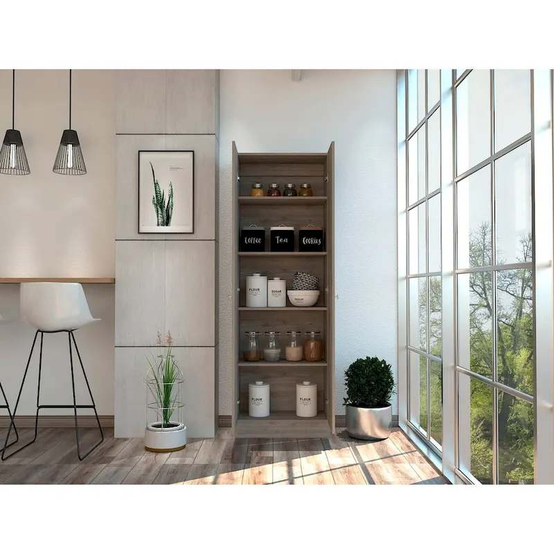 White / Black / Oak Freestanding Storage Cabinet with 10 Shelves