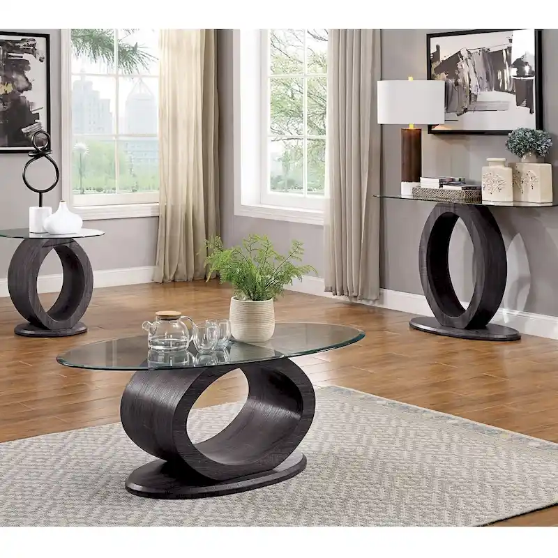 Totte Contemporary Grey 24-inch Glass Top Side Table by Strick & Bolton