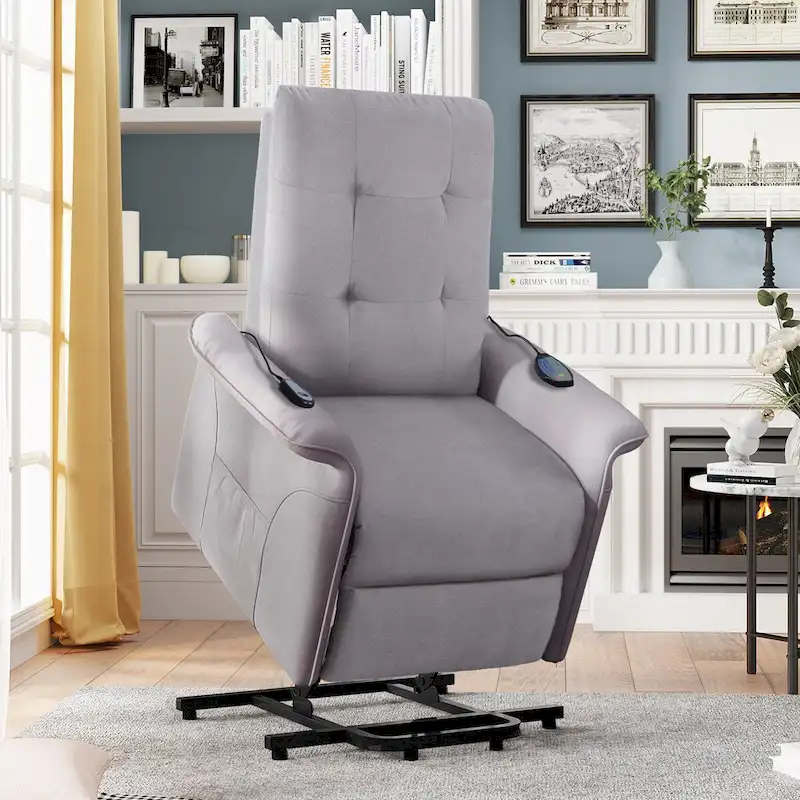 Light Grey / Dark Gray Power Lift Recliner Chair with Massage & Remote Control – 1-Seater