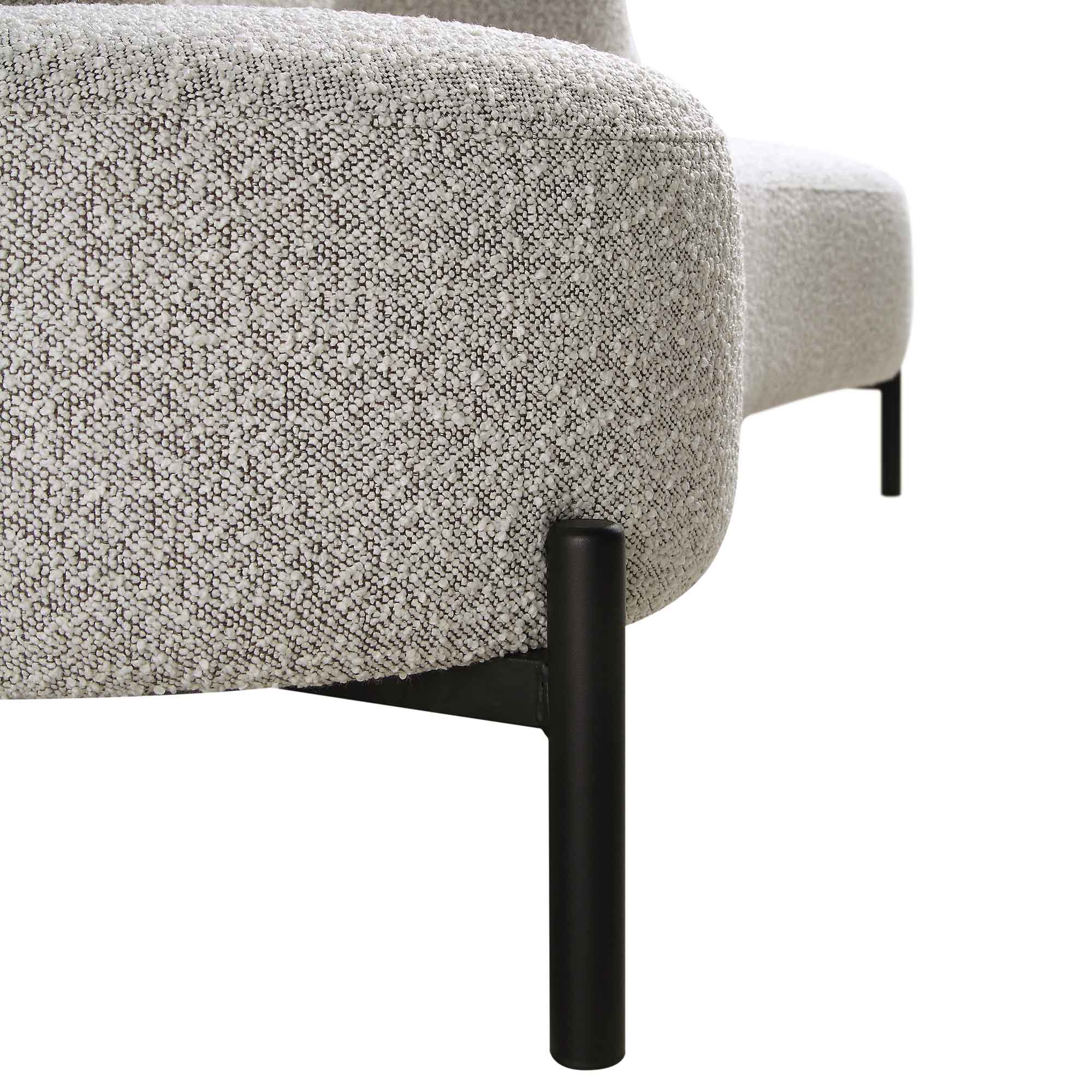 3-Seater Curved Sofa with Ball Cushions, Mist Gray Boucle