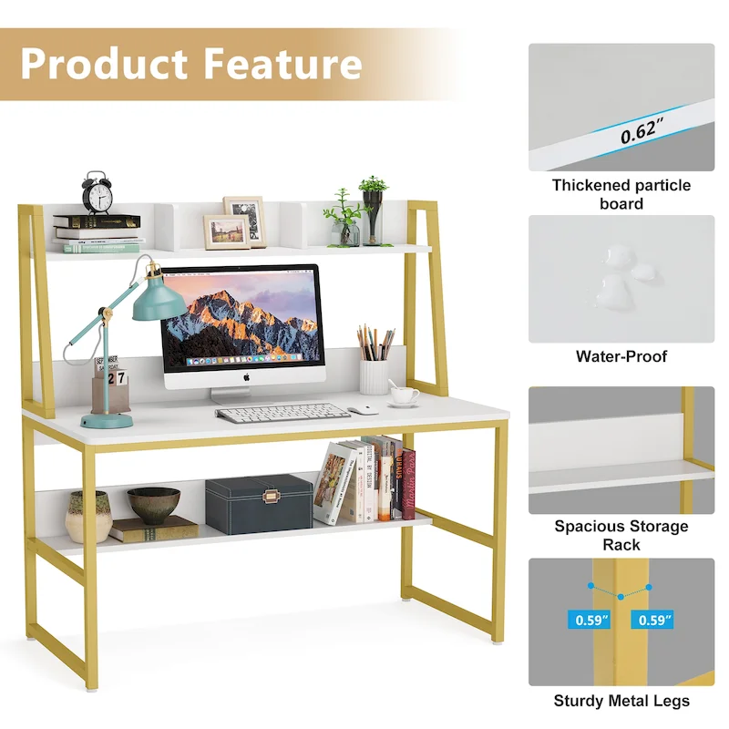 Computer Desk with Hutch and Bookshelf,Home Office Desk,Study Writing Table