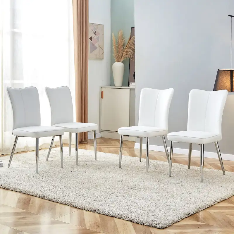 Modern Dining Chairs Set of 4 PU Leather Kitchen Upholstered Chairs