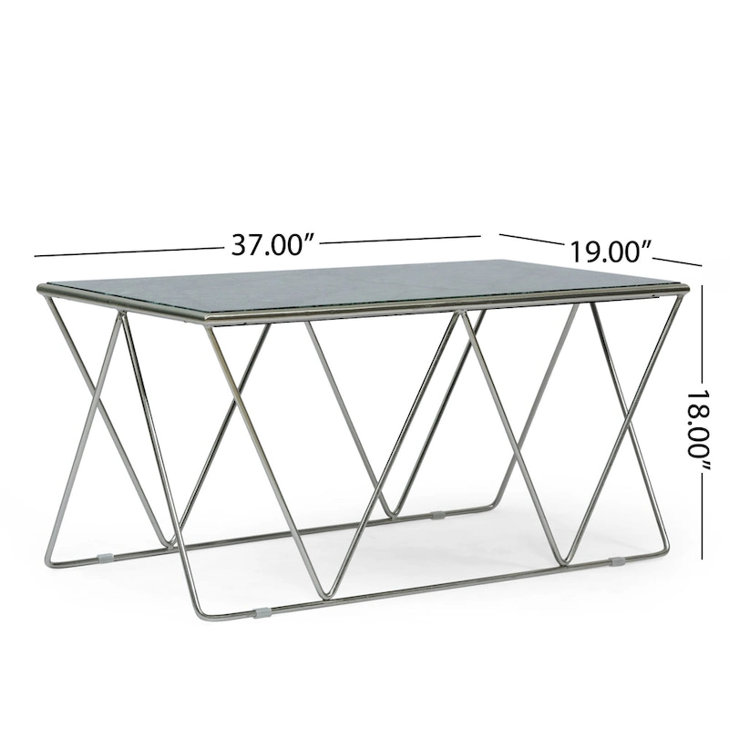 Sardis Modern Glam Handcrafted Marble Top Coffee Table by Christopher Knight Home - 37.00 L x 19.00 W x 18.00 H
