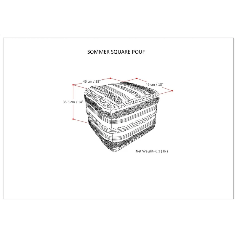 WYNDENHALL Silva Boho Square Pouf in Handloom Woven Pattern