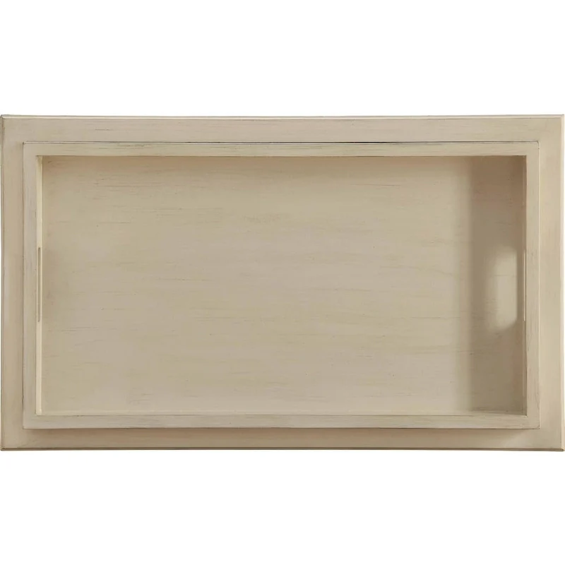 HomeRoots 30 Antiqued White Wood Rolling Bar Cart - 30 W x 18 D x 32 H