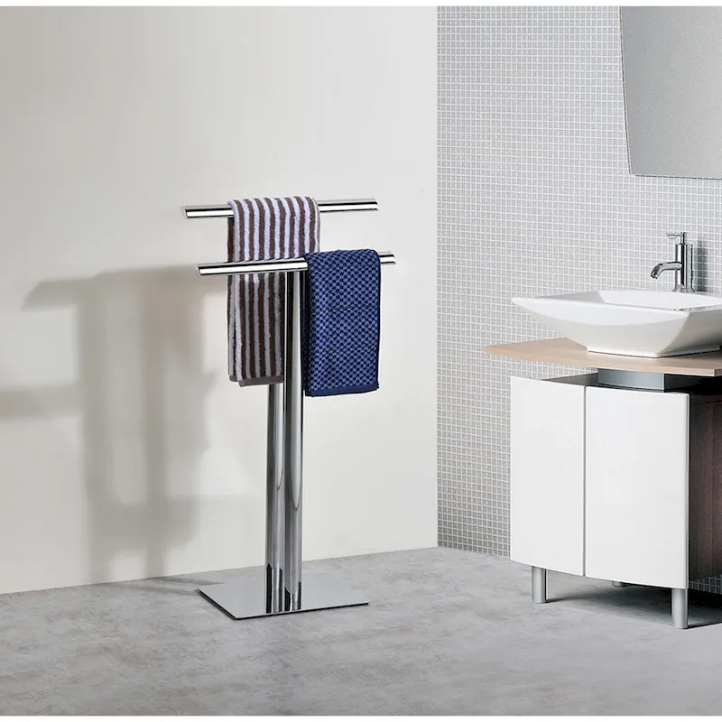 Metal Modern Free-Standing Towel Rack Stand, Chrome
