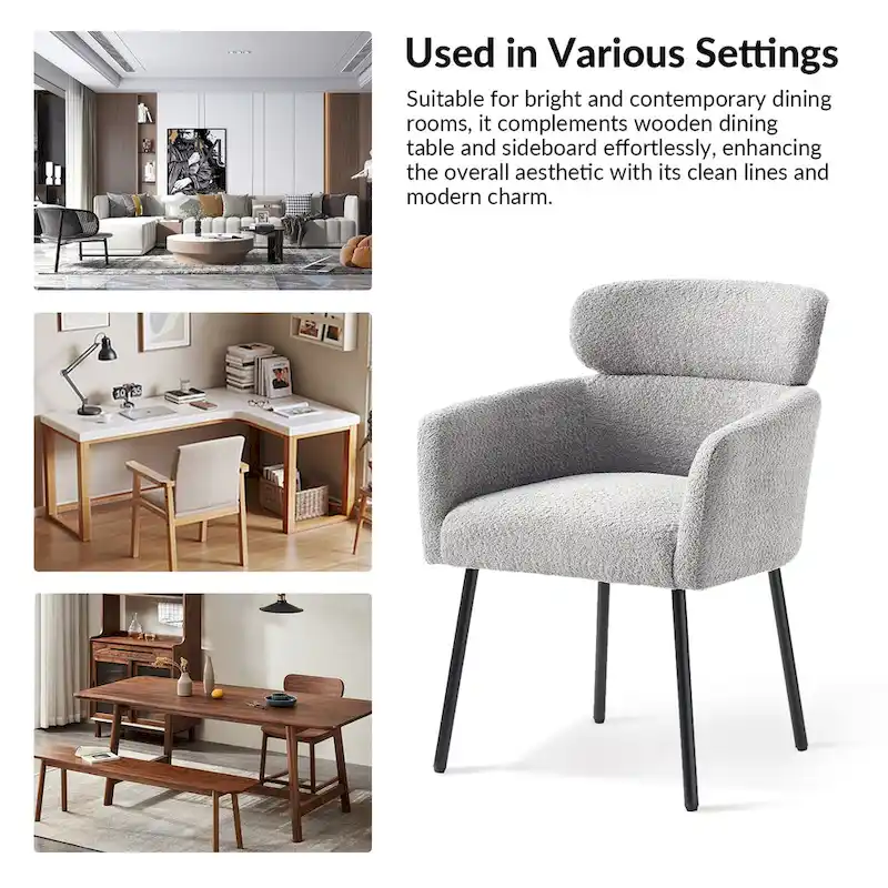 Amos Modern Boucle Dining Chair with Adjustment Feet by HULALA HOME