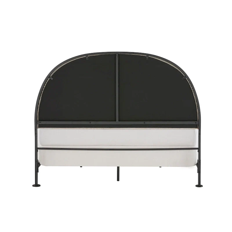 Choteau Black Finish Metal Gray Fabric Queen Bed by iNSPIRE Q Modern