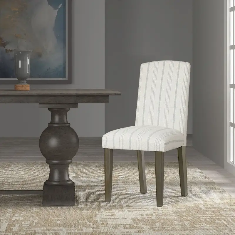 HomePop Classic Parsons Dining Chair - Dove Grey Stripe (Set of 2)