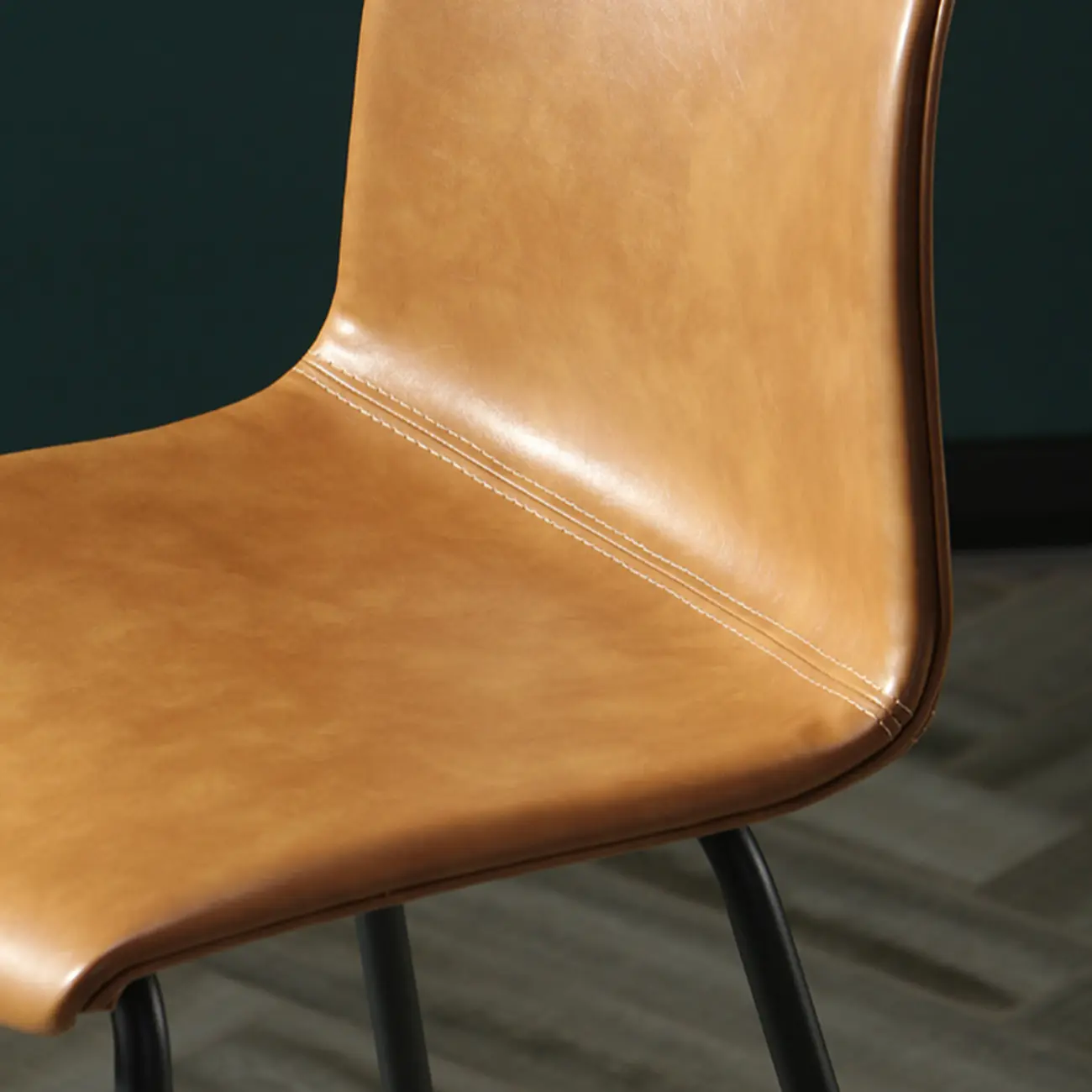 Industrial Metal Frame Leather Bar Stool with Footrest