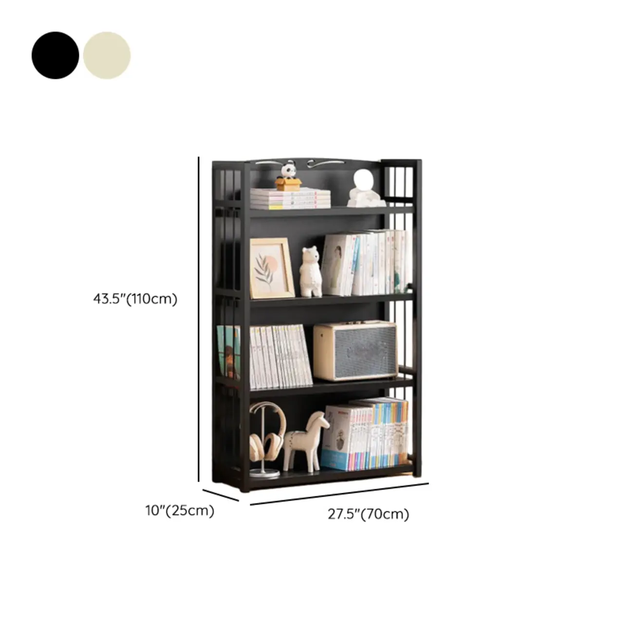 Premium Bamboo Modern Black 5-Shelf Open Bookshelf