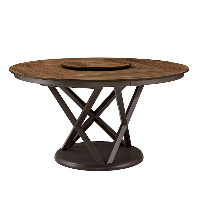 Priya Lazy Susan Turntable Espresso and Walnut Dining Table by iNSPIRE Q Modern