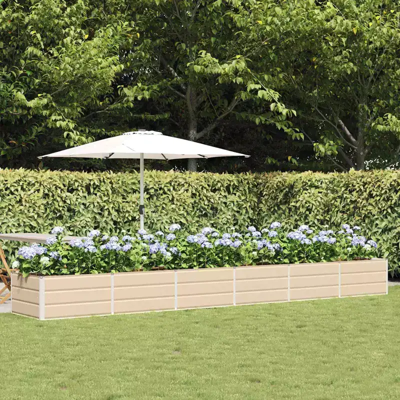 vidaXL Planter Ivory 188.98 x 31.50 x 17.72 in Steel