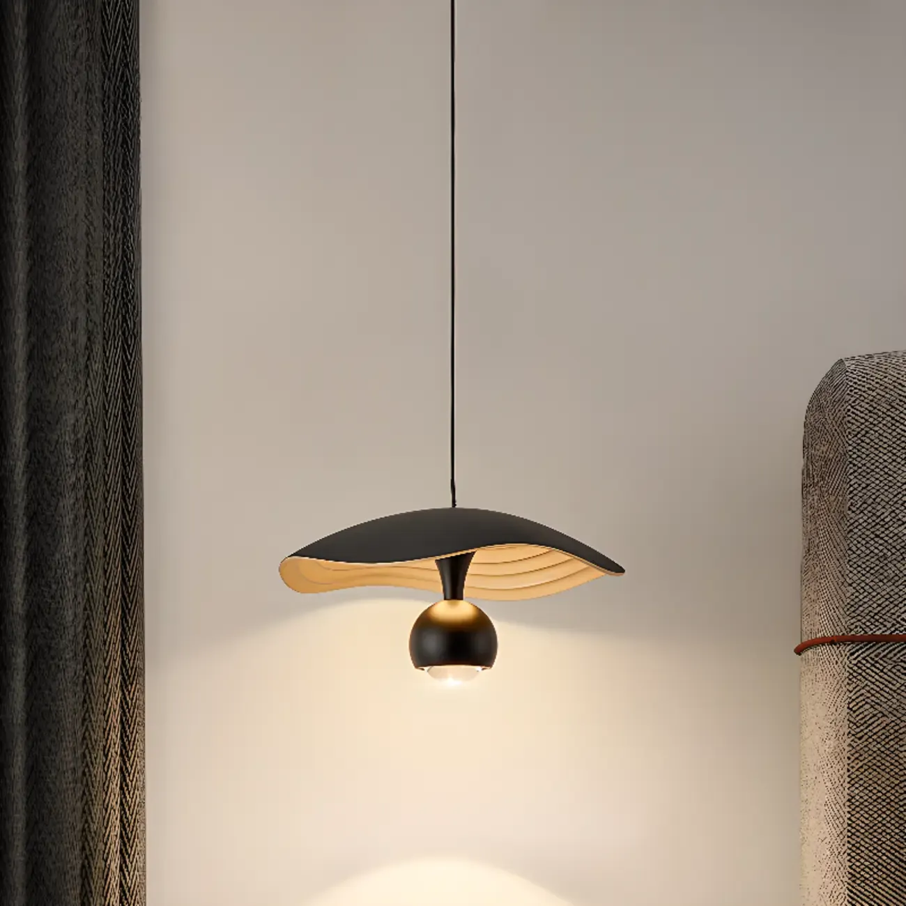 Modern Black 2-Light Pendant Light Fixture Adjustable Height