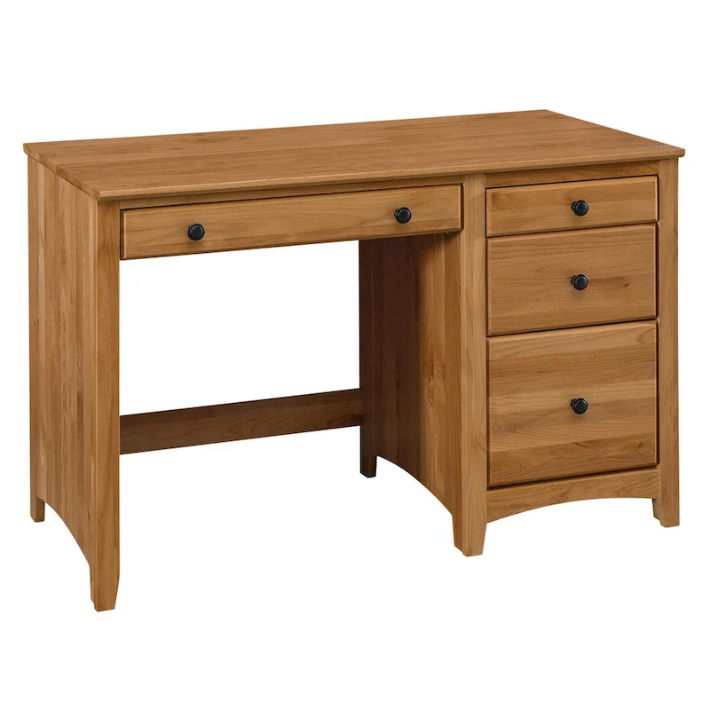Solid Wood Desk with 4 Drawers - Natural Finish