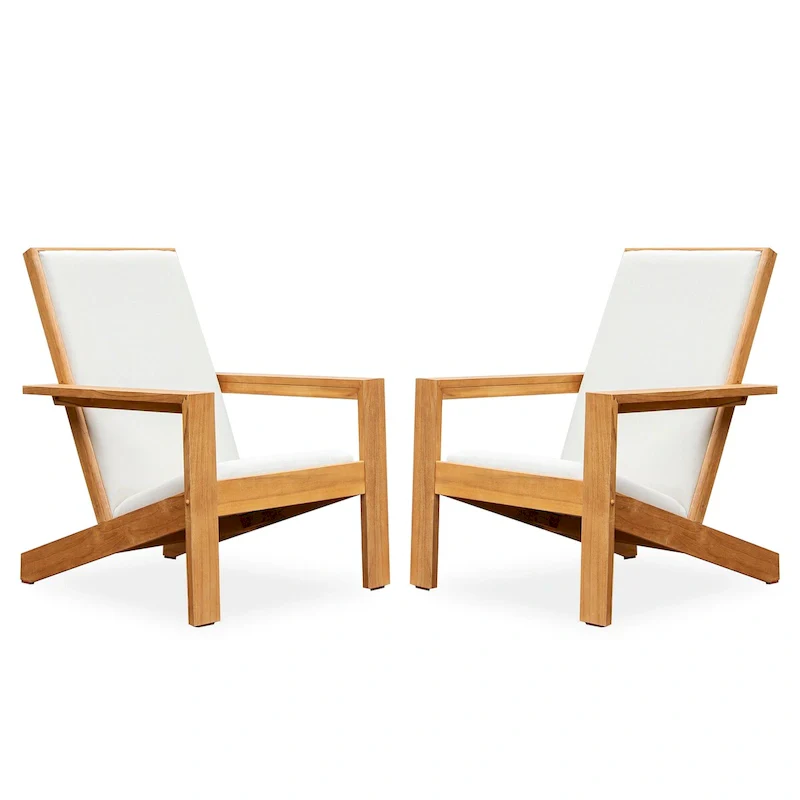 Cambridge Casual Sedona Set of 2 Teak Outdoor Upholstered Modern Adirondack Chairs
