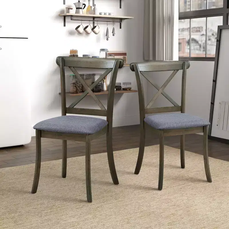 Vatros Wooden Dining Chairs Set of 2, Modern Upholstered Dining Room Chair