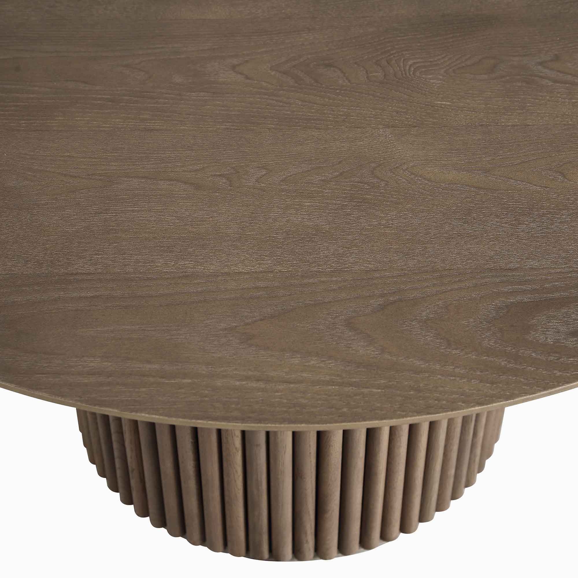 Round Oak Pedestal Coffee Table, Silver Oak