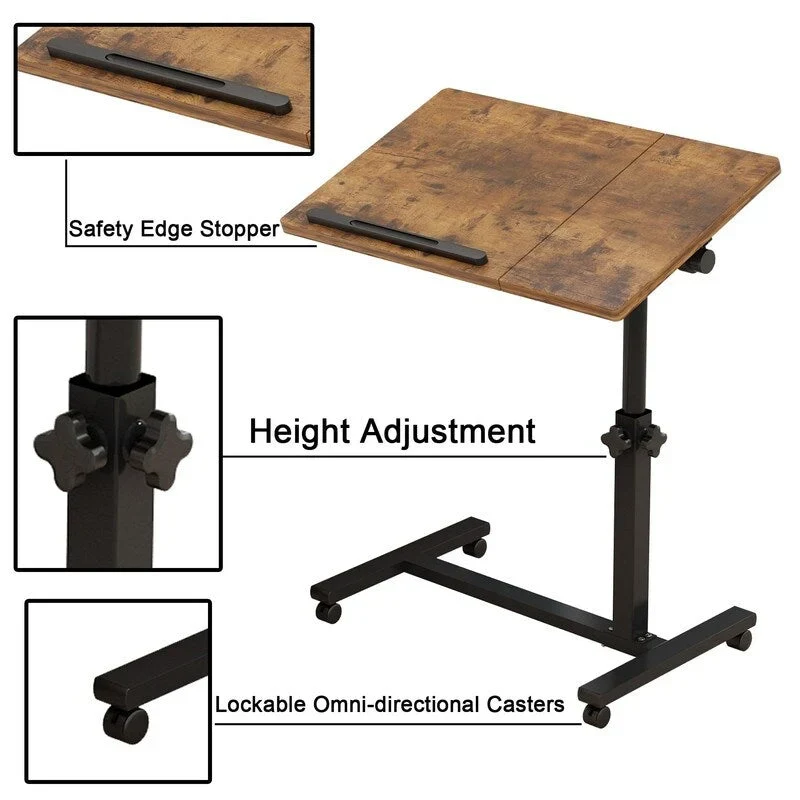 Wheels Height Adjustable Tray Table - 23.6 D x 15.9 W x 35 H