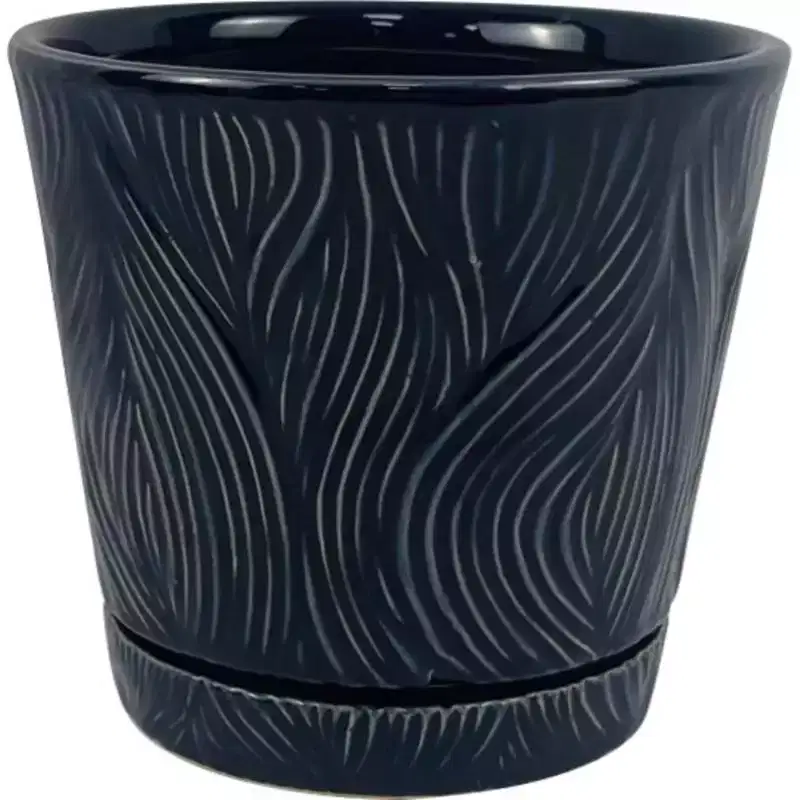 Border Concepts Ceramic Delica Loom Planter - 5.25 in. - Denim - Case of 6