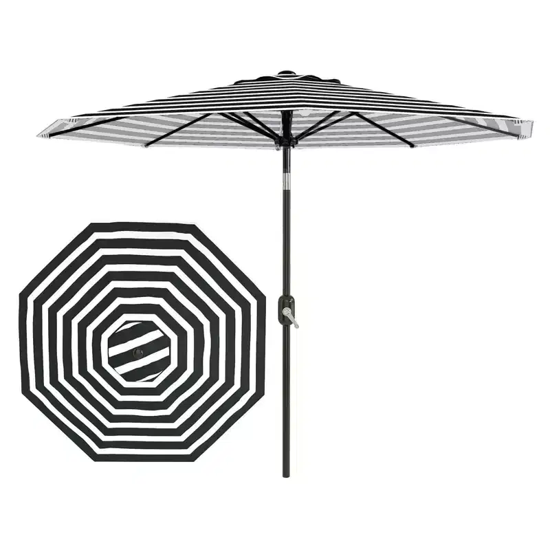 10FT Patio Umbrella - UV/Waterproof Market Parasol with 8 Ribs & Crank Tilt for Pool, Deck & Garden