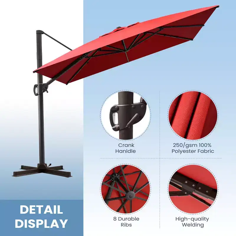 Crestlive Products 9x11FT Cantilever Patio Offset Umbrella 1-Tier Top No Base