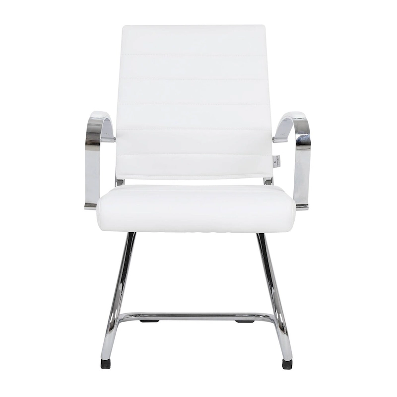Leather Office Chair with Stainless Steel Sled Base Benmar Series by LeisureMod