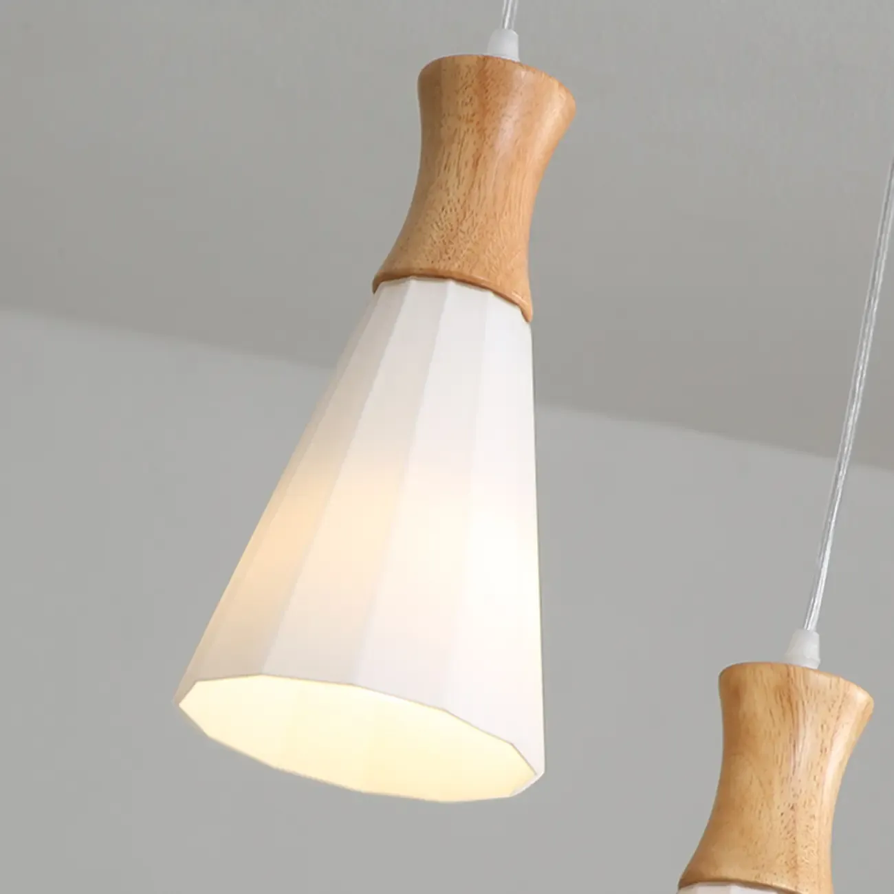Cone Shade Wooden Kitchen Island Pendant Light Adjustable
